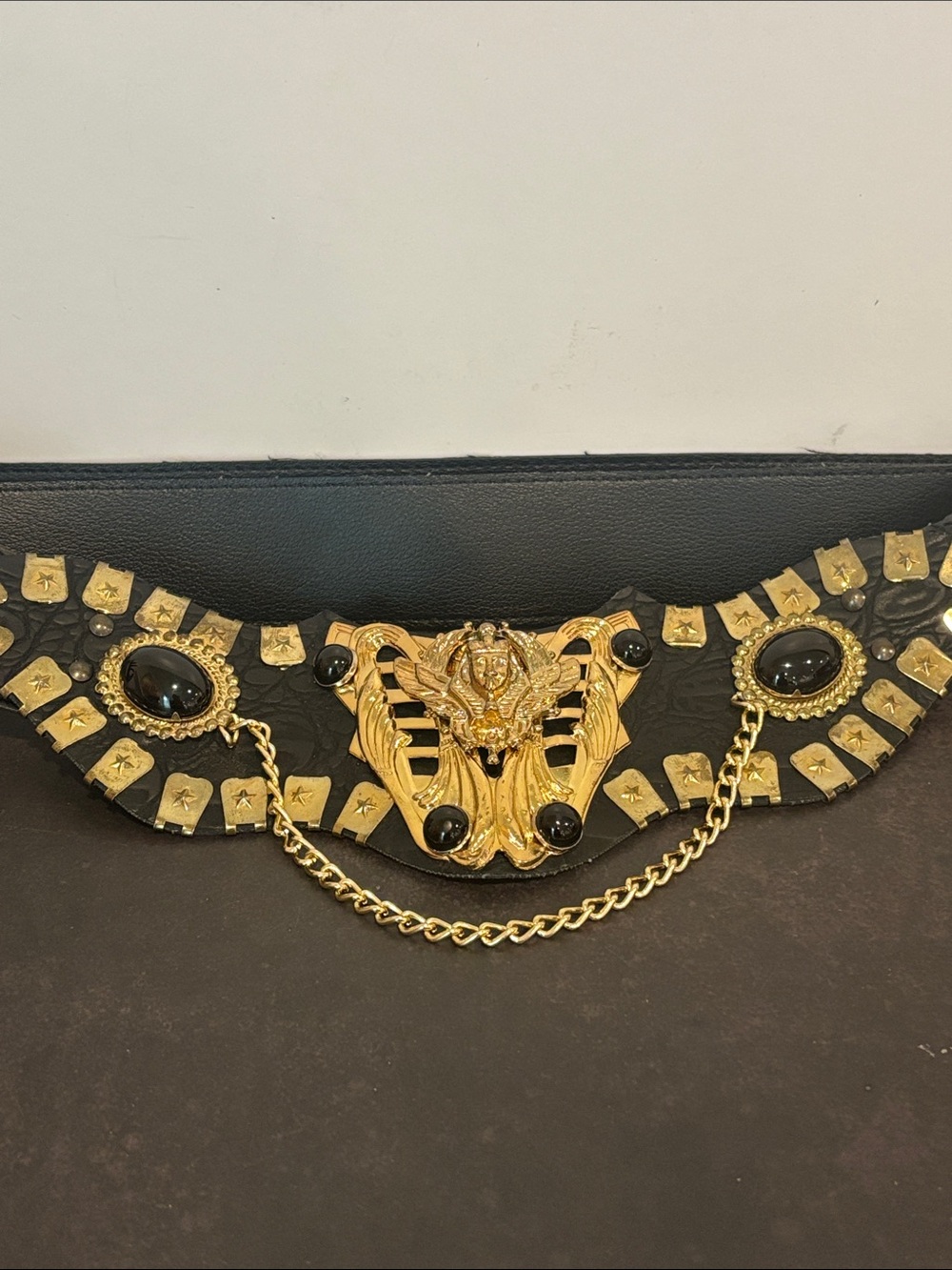 Vintage 80s 90s Streets Ahead Style Baroque Medusa Belt Leather Heavy Hardeare L